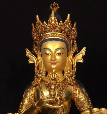 47CM Old Chinese Bronze Gilding Statue Buddha CK110