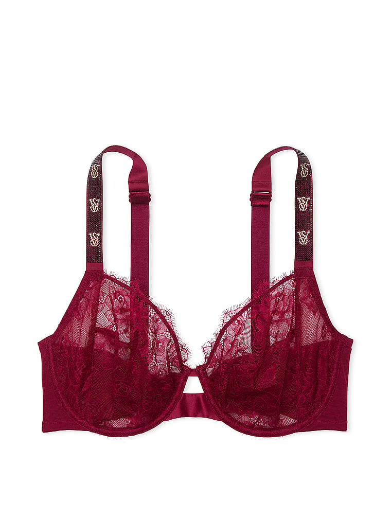 Very Sexy The Fabulous by Victoria's Secret Unlined Shine Strap Rose Lace Full-Cup Bra Lace