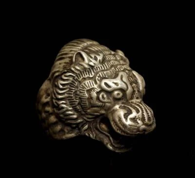 25G Chinese Tibetan Silver Ring Banzhi w/tiger