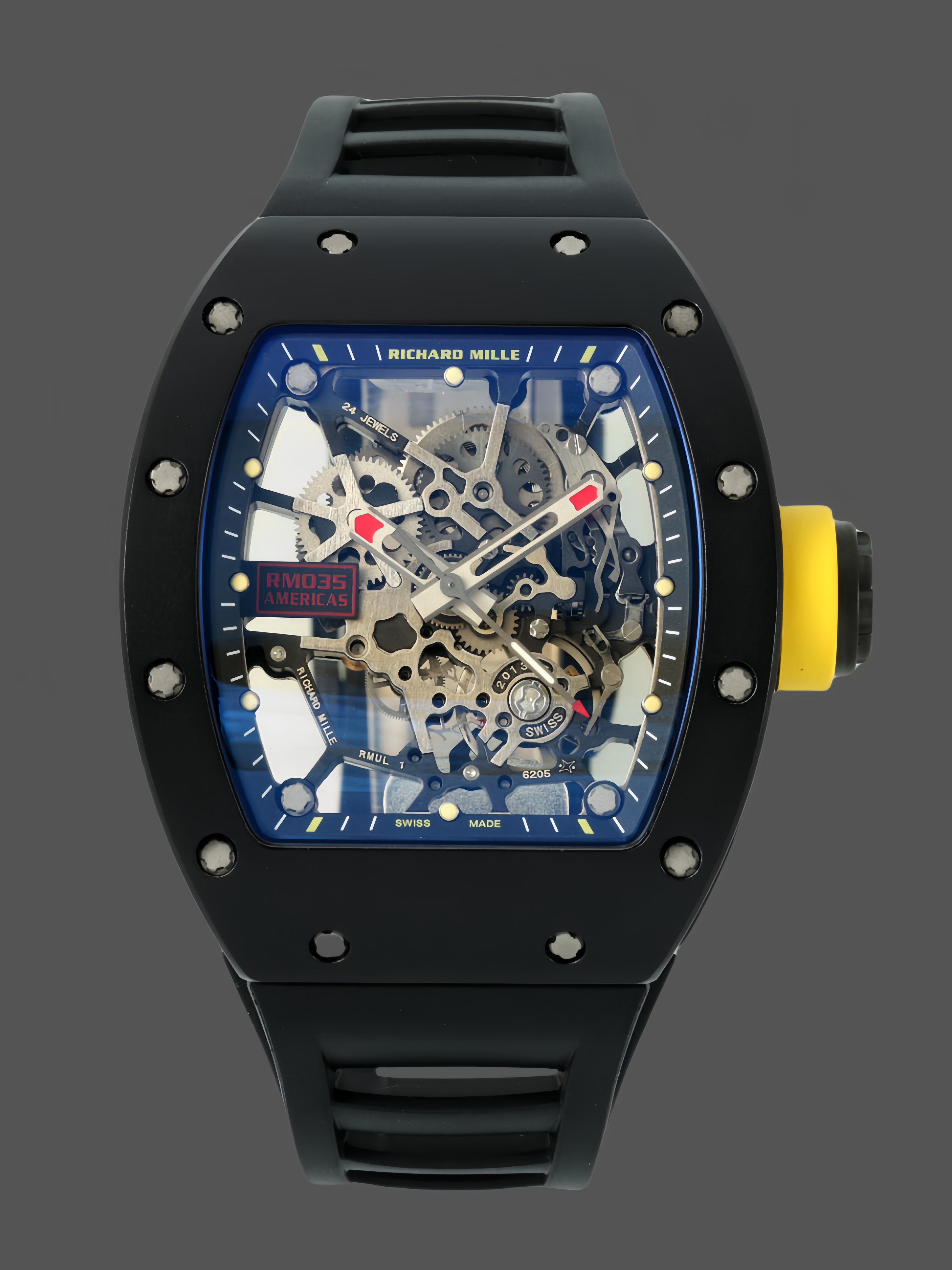 【7A Quality】Richard Mille RM 035 Black Toro Nadal Red Pointer Replica Watch