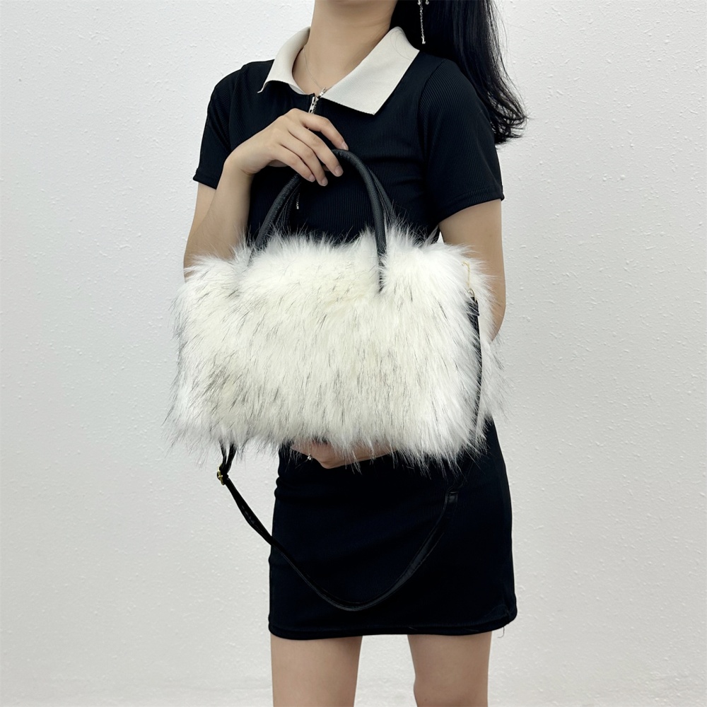Imitation of raccoon fur messenger bag fur coat