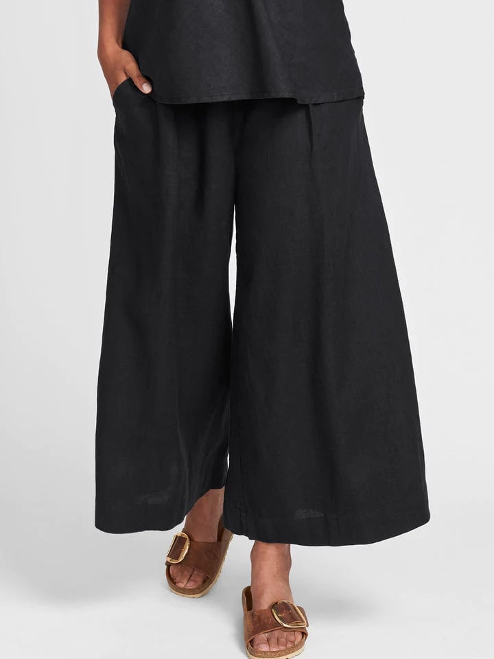 Womens Cotton Linen Wide Leg Pants