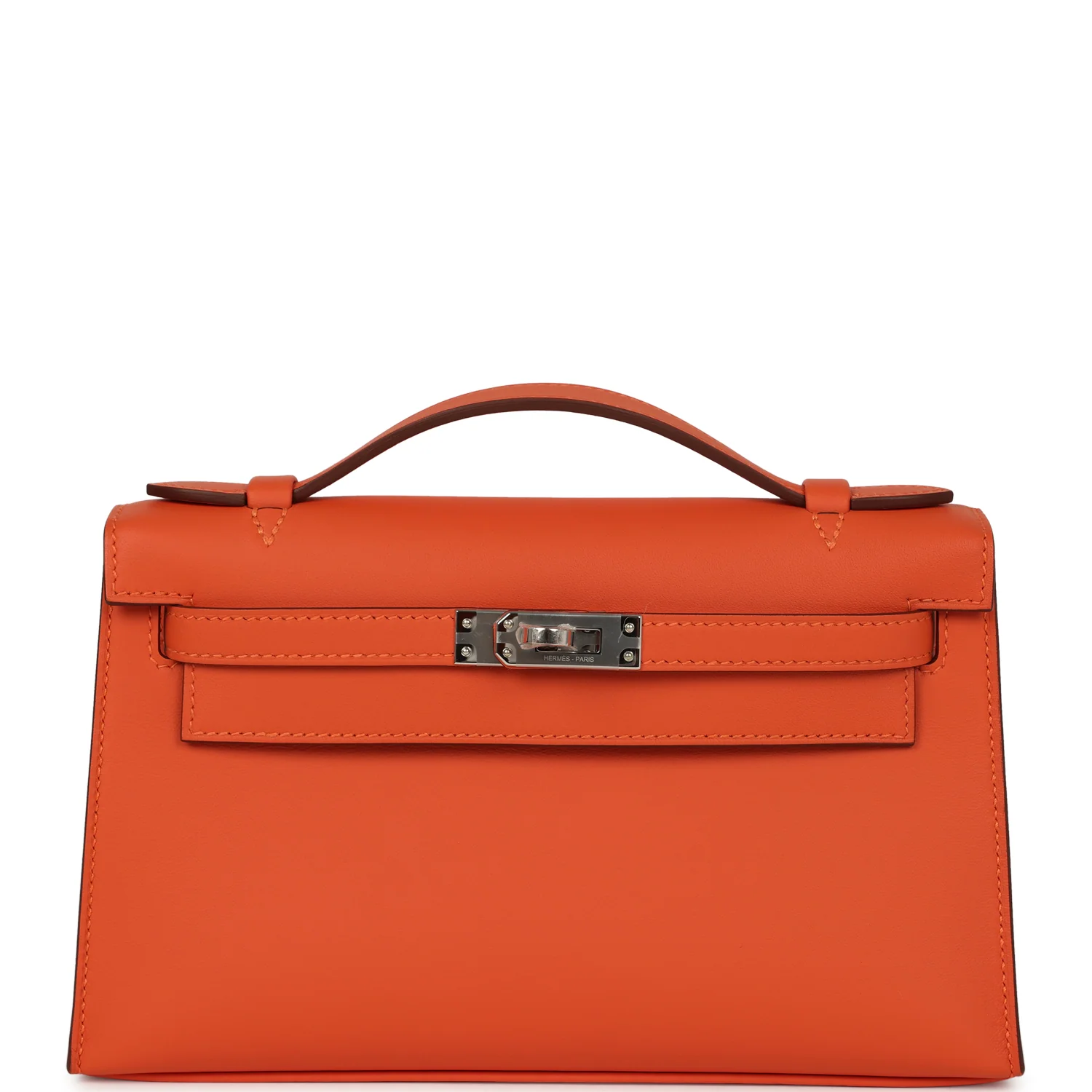 HERMÈS Kelly Pochette Tangerine Swift Palladium Hardware