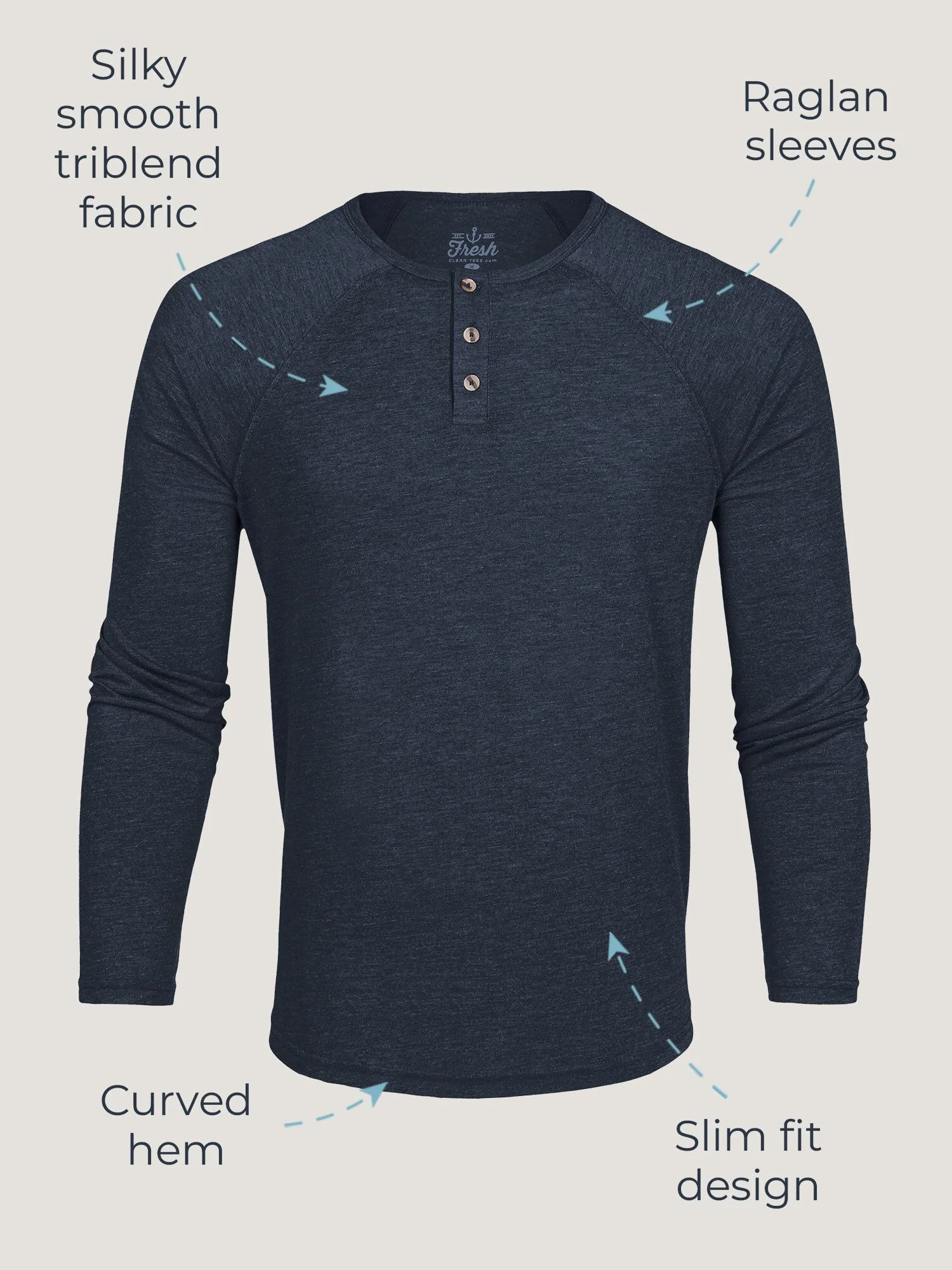 Vintage White Slim Fit Long Sleeve Henley FINAL SALE