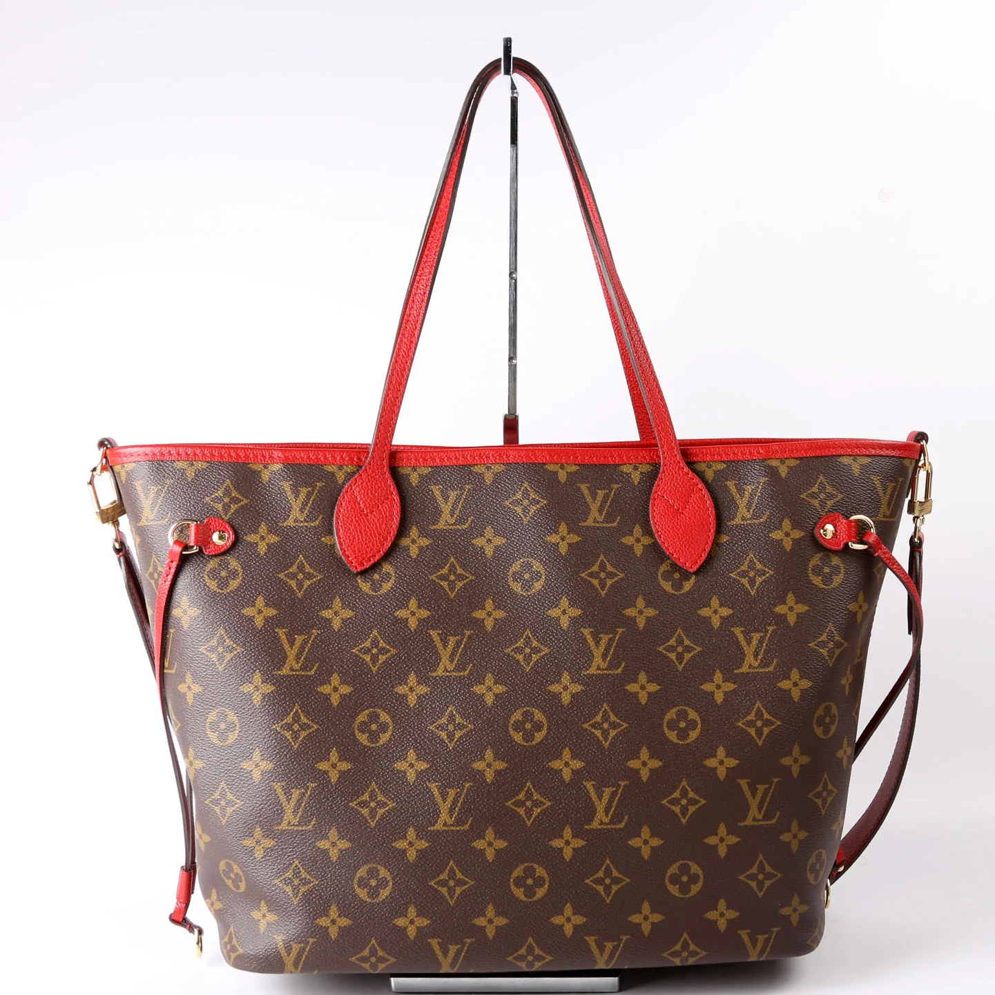 Neverfull MM Inside Out Leather/Monogram Brown/Red