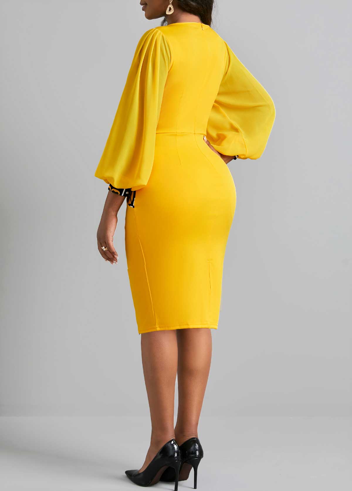 3/4 Sleeve Ginger Square Collar Dress