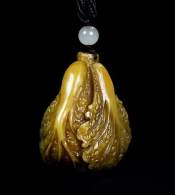 122G Old Chinese Shoushan Stone Seal Stamp Statue w/cabbage N1243