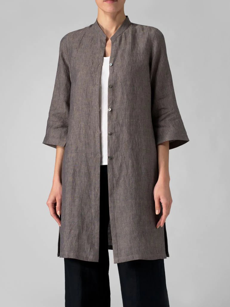 Cotton And Linen Irregular Shirt Cardigan