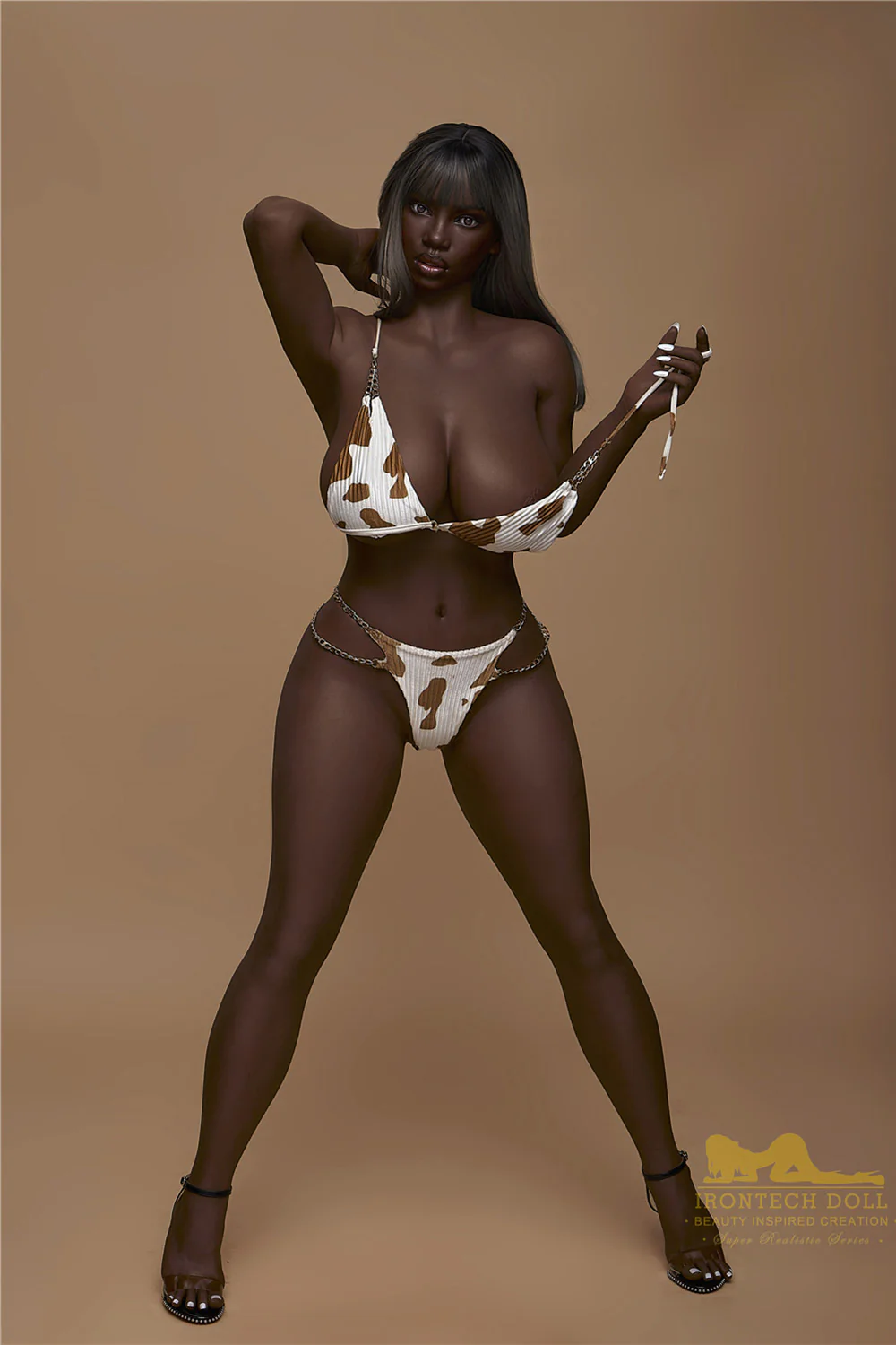 Irontechdoll 5ft25 / 160cm S33 Seeney Full Silicone Black Big Boob Fat Adult Love Sex Doll With Thick Thigh