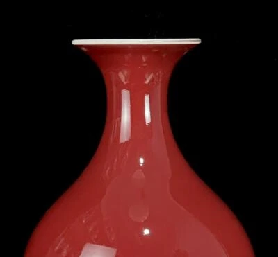 39CM Kangxi Signed Old Chinese Red Glaze Porcelain Vase CK184