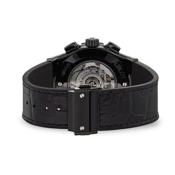 Hublot Classic Fusion Aerofusion Chronograph 45mm 525.CM.0170.LR Black Ceramic Black Dial Leather Strap Mens Watch
