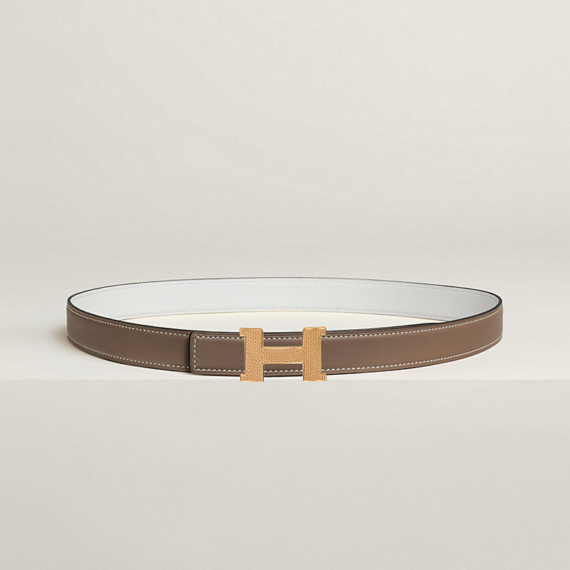 Mini Constance Guillochee belt buckle & Reversible leather strap 24 mm