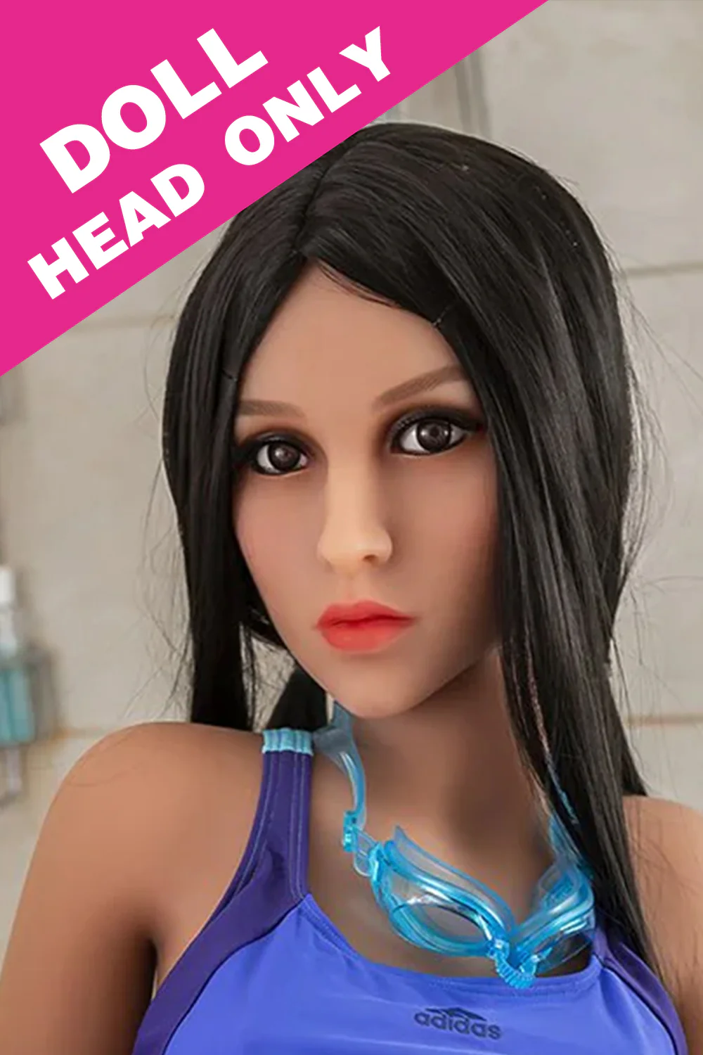 #139 TPE Black Wig Sex Doll Head Only