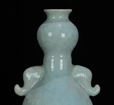 24CM Old Chinese Guan Yao Guan Kiln Gourd Vase N556