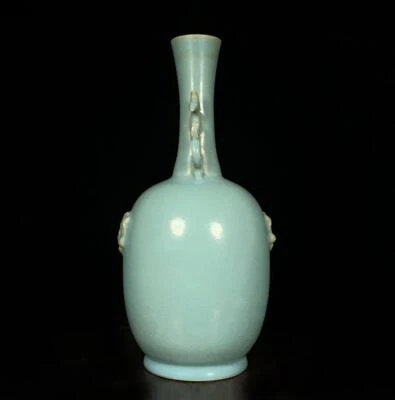 Old Chinese Ru Yao Ru Kiln Gu Vase w/dragon Q1109