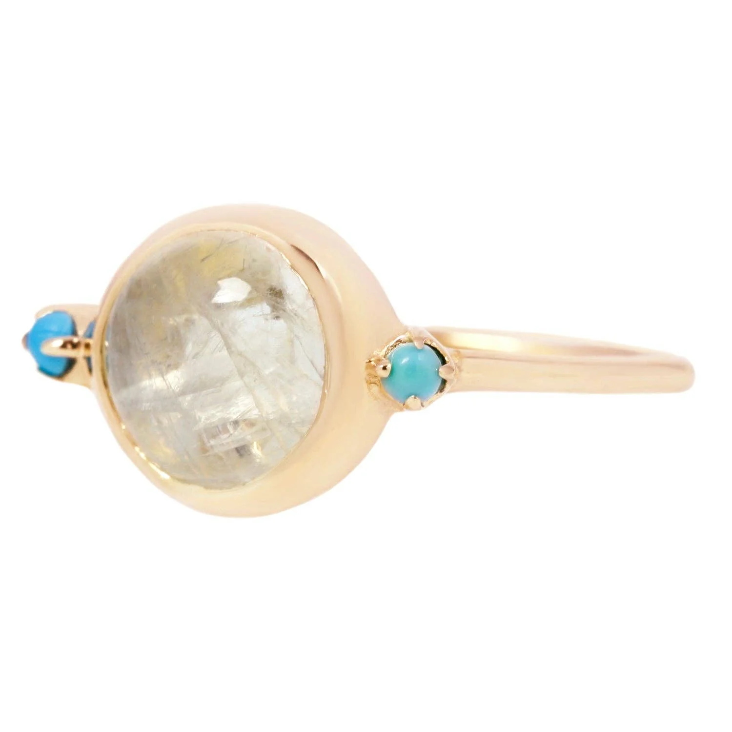 Hidden Star Ring in Moonstone + Turquoise/Gold