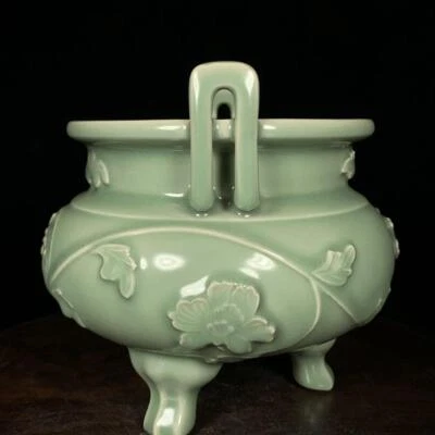 Old Chinese Song Longquan Yao Longquan Kiln Incense Burner w/flower CK566