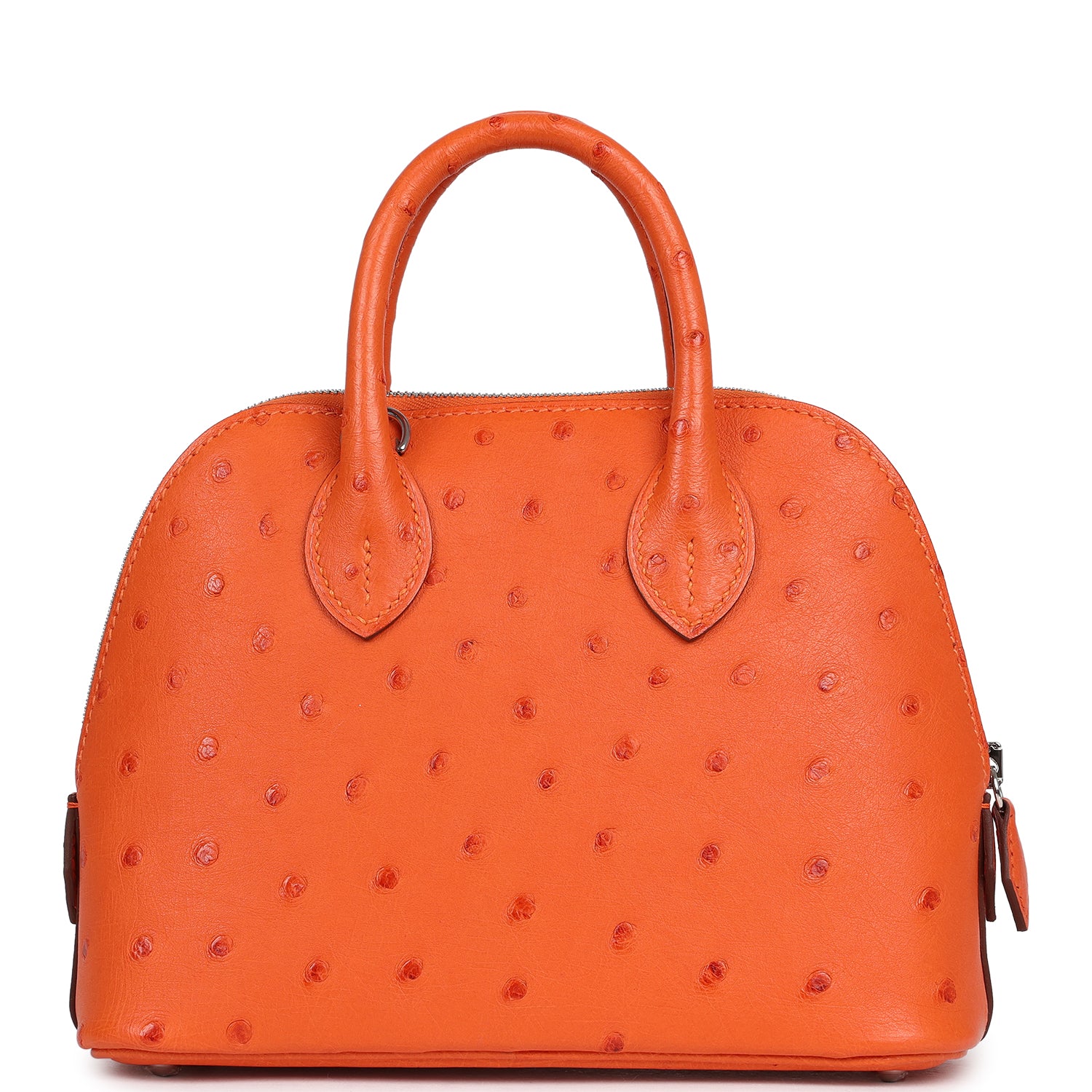 Hermes 1923 Bolide Mini Tangerine Ostrich Palladium Hardware