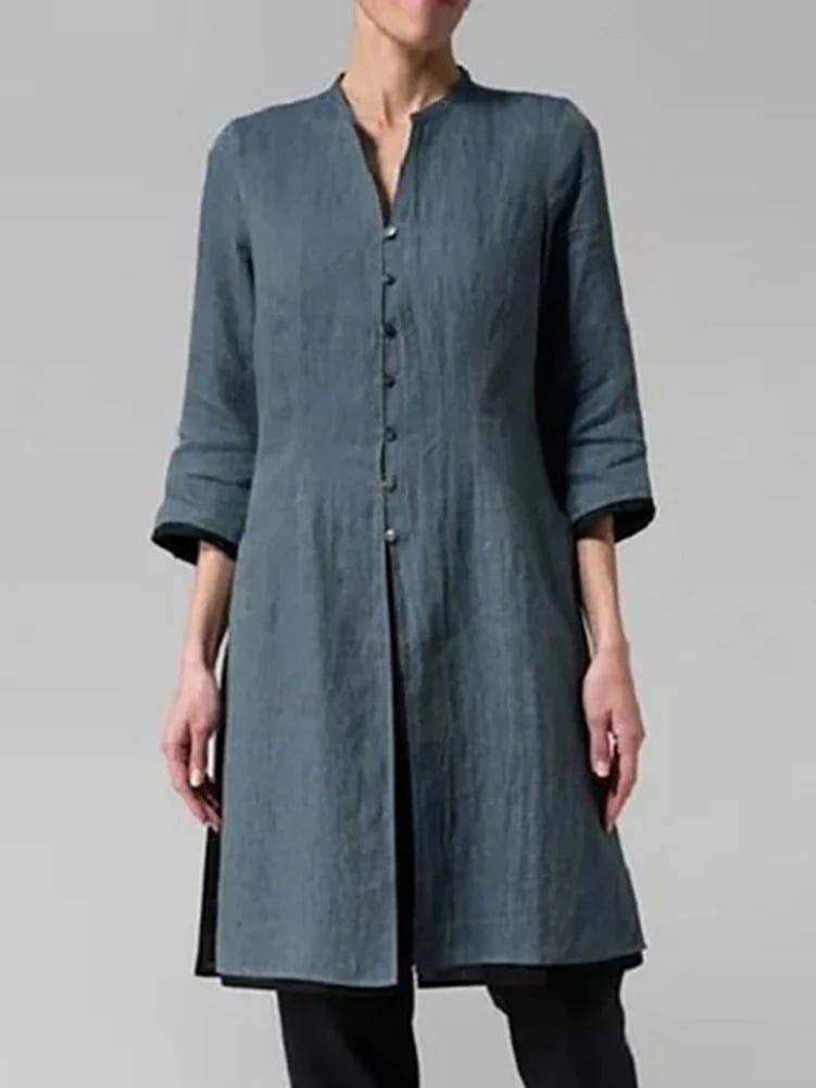 Irregular Cotton And Linen Shirt Cardigan