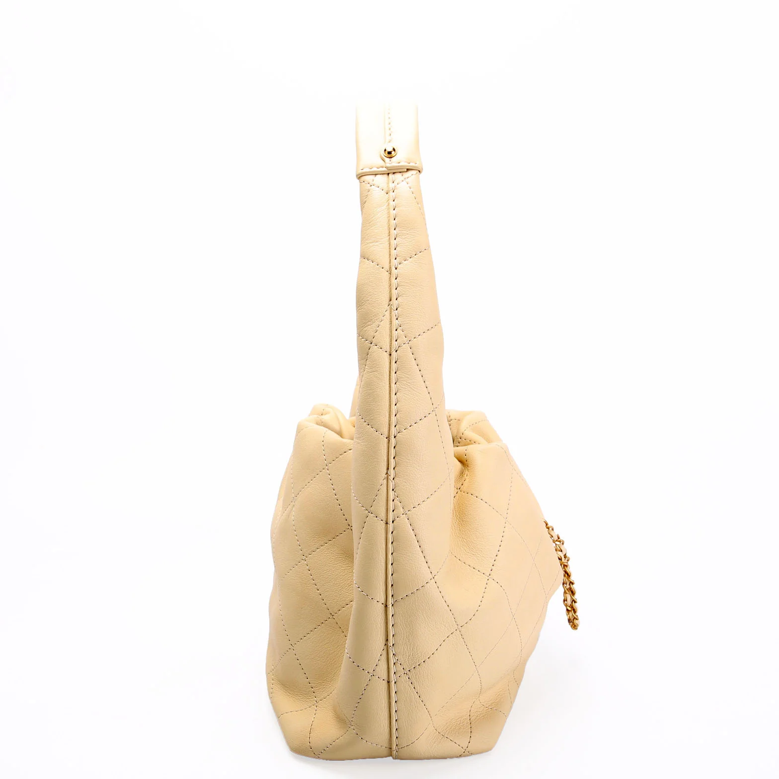 CHANEL Maxi Hobo Small Calfskin (RFID) Cream/Gold