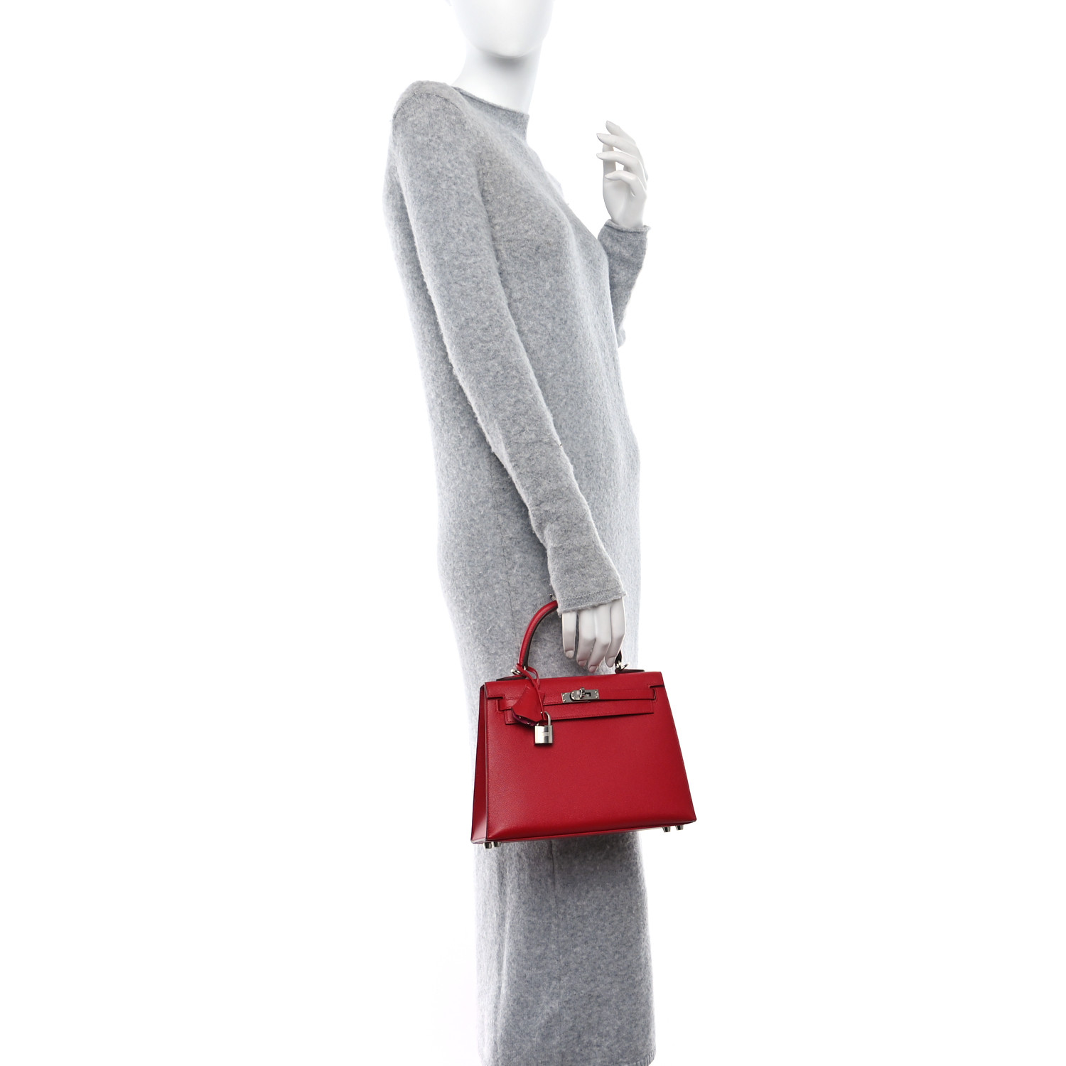 Madame Calfskin Verso Kelly Sellier 25 Rouge Piment Rose Shocking