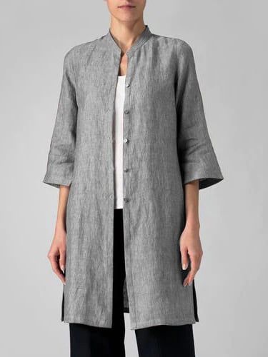 Cotton And Linen Irregular Shirt Cardigan