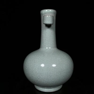 Chongning Signed Old Chinese Ru Yao Ru Kiln Vase w/guan ear N72