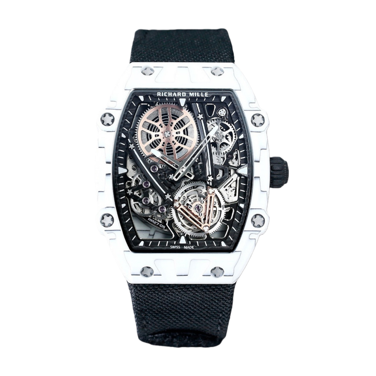 【7A Quality】Richard Mille RM27-05 Rafael Nadal Replica Watch White Carbon Case 37.25×47.25mm