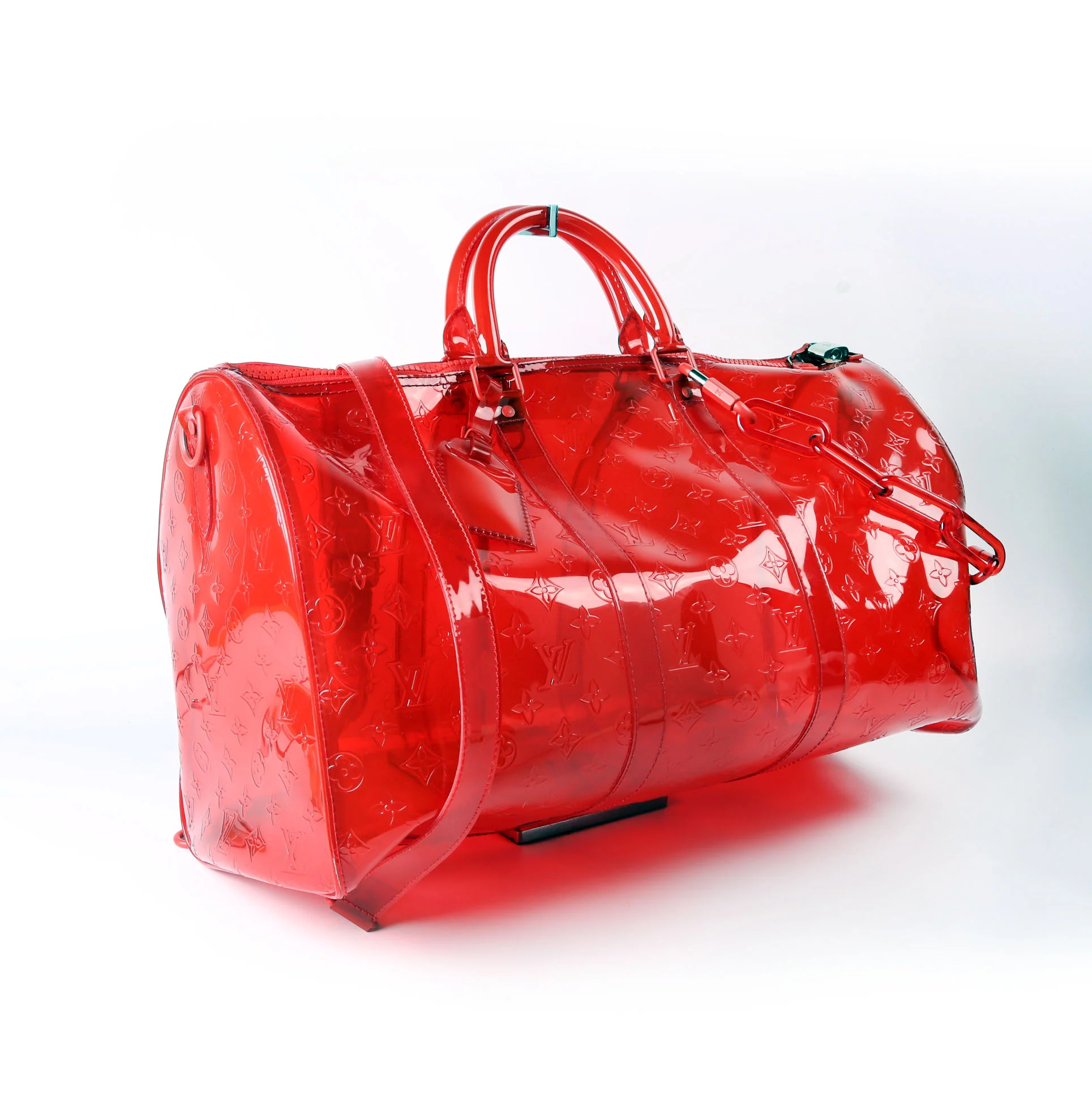 LOUIS VUITTON Keepall 50 Bandoulière PVC Monogram Red