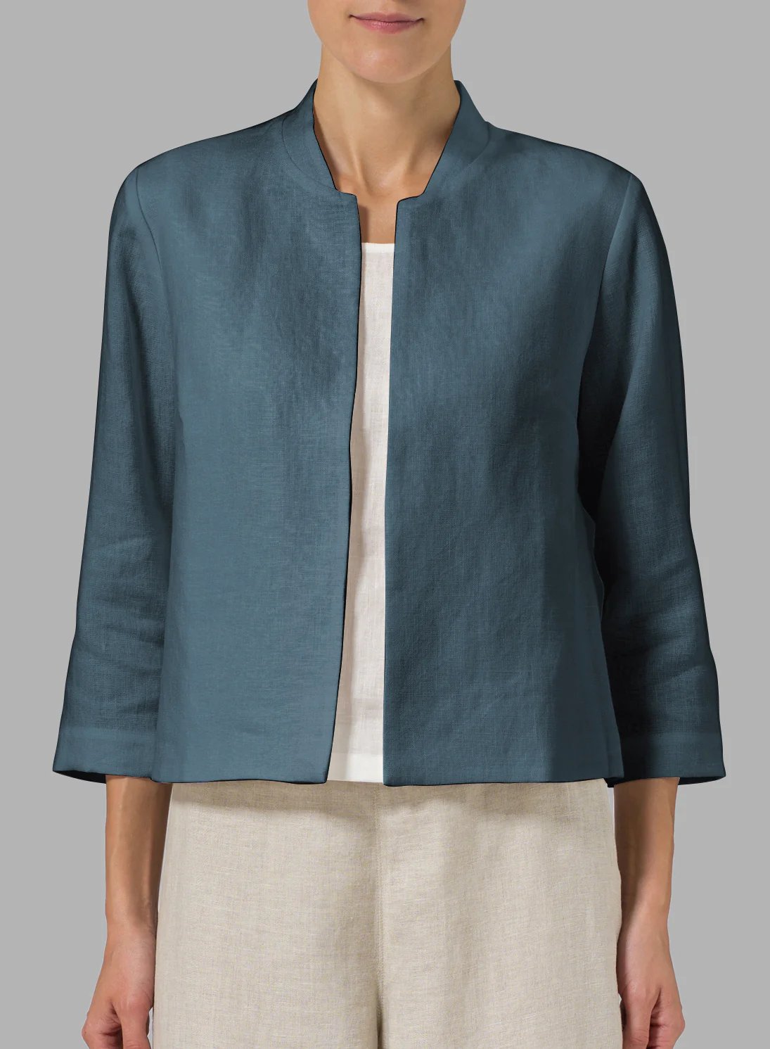 Cotton And Linen Waist Slim Fashion Short Jacket