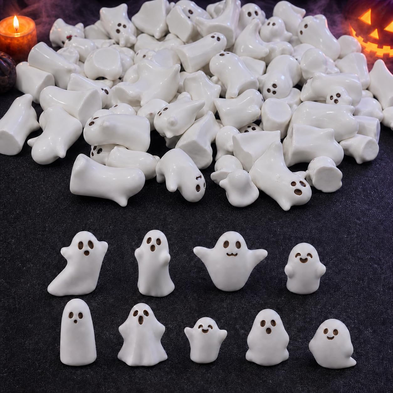 Mini Ghost Figurines, Glow in the Dark Resin Halloween Miniatures