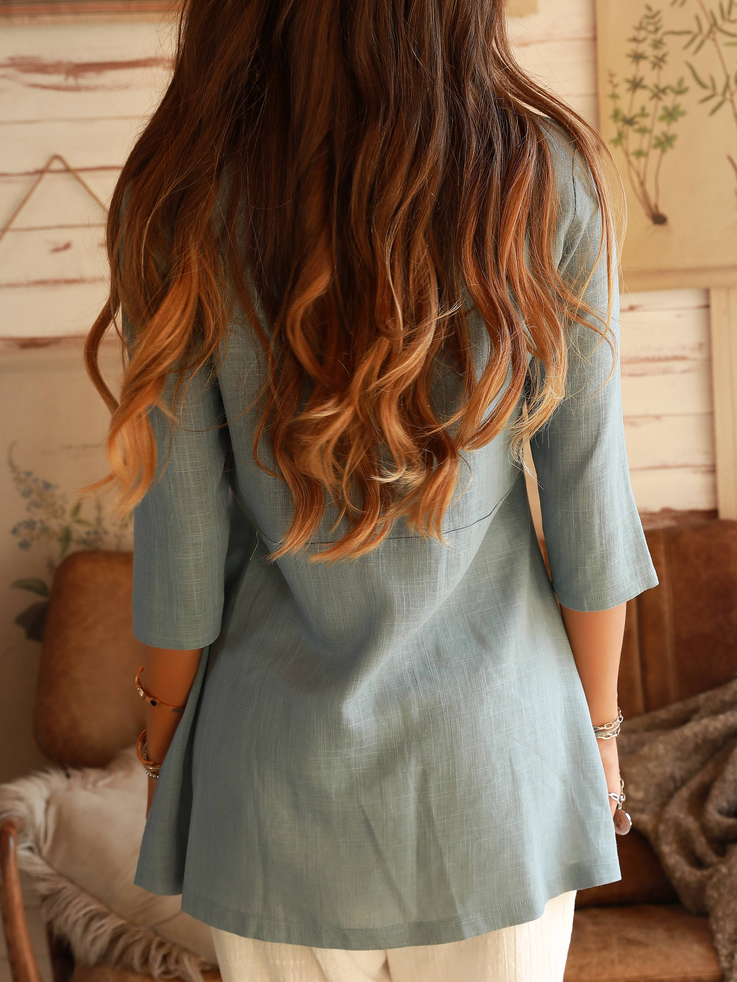Sky Blue Casual Shift Shirts & Tops