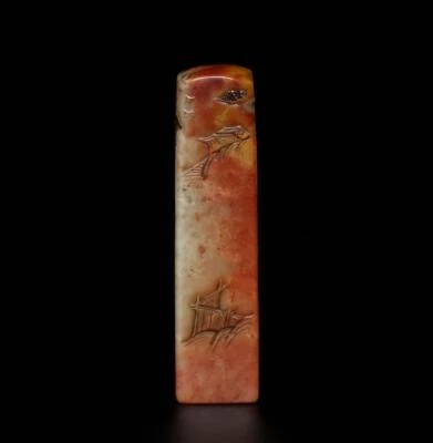 434G Old Chinese Shoushan Stone Seal Stamp Statue w/figure