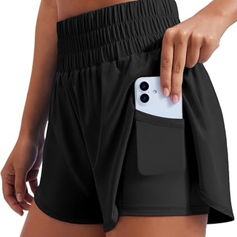 Women's 2 in 1 Running Shorts High-Split Athletic 3" Liner Short