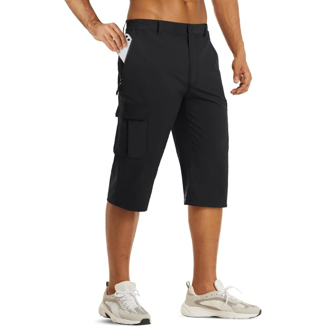 Men's Quick Dry Lightweight Cargo Capri Hiking Long Shorts