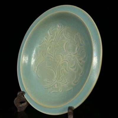 Old Chinese Guan Yao Guan Kiln Dish Plate w/flower Q1010