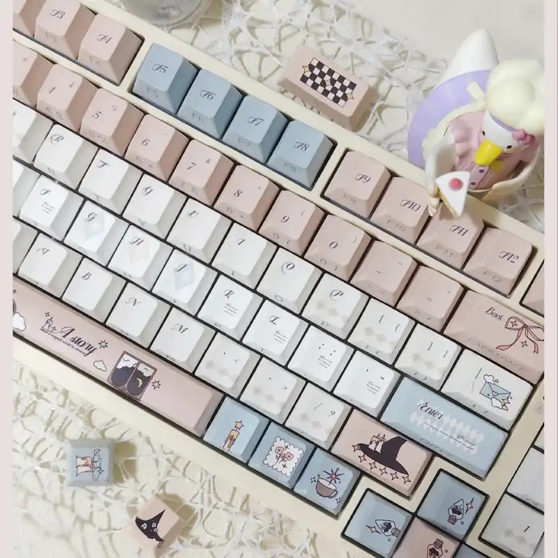 Dreamy Fairy Tale Side-Printed Shine-Through Keycap Set – PBT Cherry Profile Mini Kit – Compatible with Mad Catz & Wooting