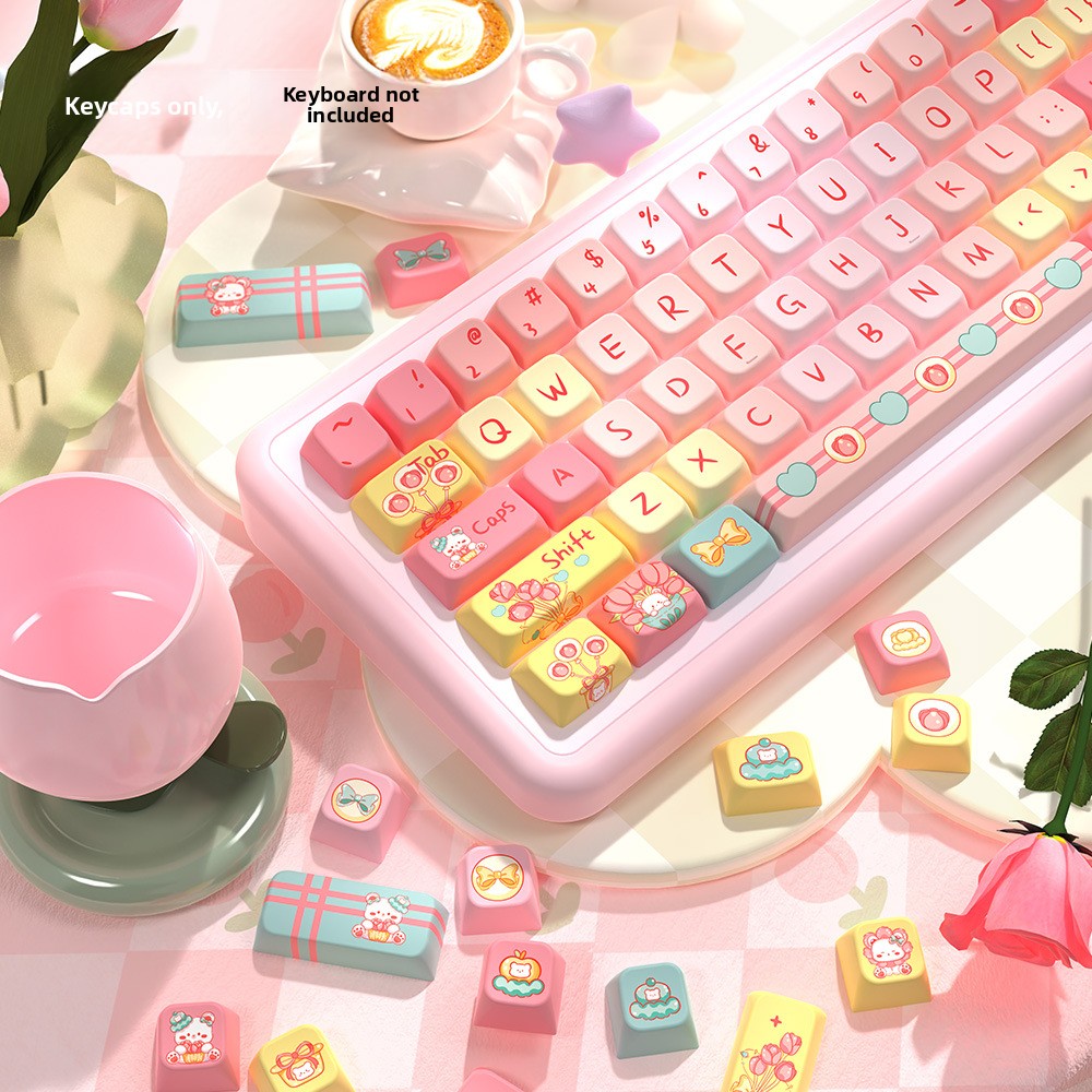 Tulip Bear Original PBT Keycap Set – MDA Profile Full 5-Side Dye-Sub – 138/158 Keys