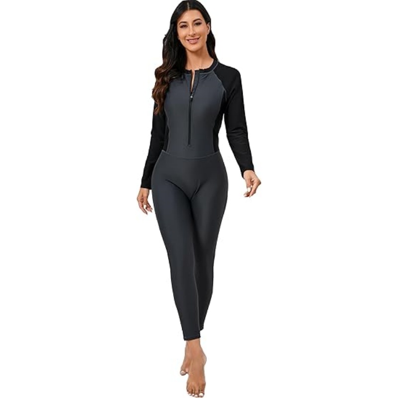 Women's Long Sleeve Full Body One Piece Rash Guard Swimsuit