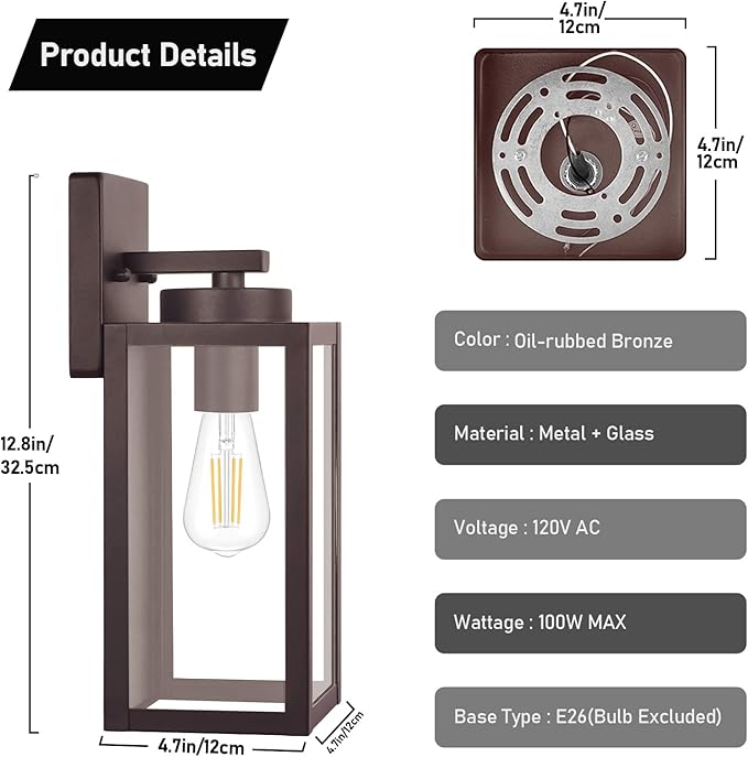 YARDLUME Outdoor Wall Light Fixtures, Exterior Waterproof Wall Lanterns