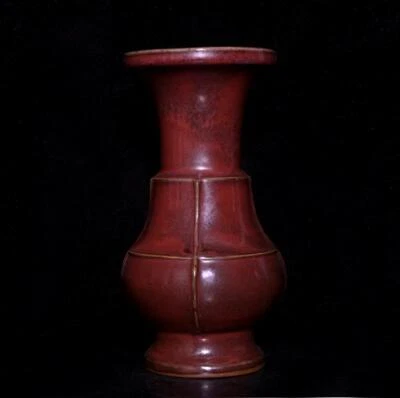 Guan Signed Old Chinese Song Jun Kiln Vase w/poem N3024