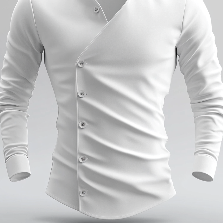 Men's Stand Collar Slant Button Long Sleeve Shirt