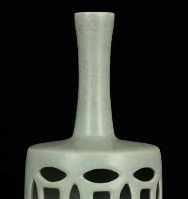 Chongning Signed Old Chinese Ru Yao Ru Kiln Vase w/coin N2025