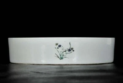 28CM Kangxi Singed Old Chinese Wucai Brush Washer W/figure N3131