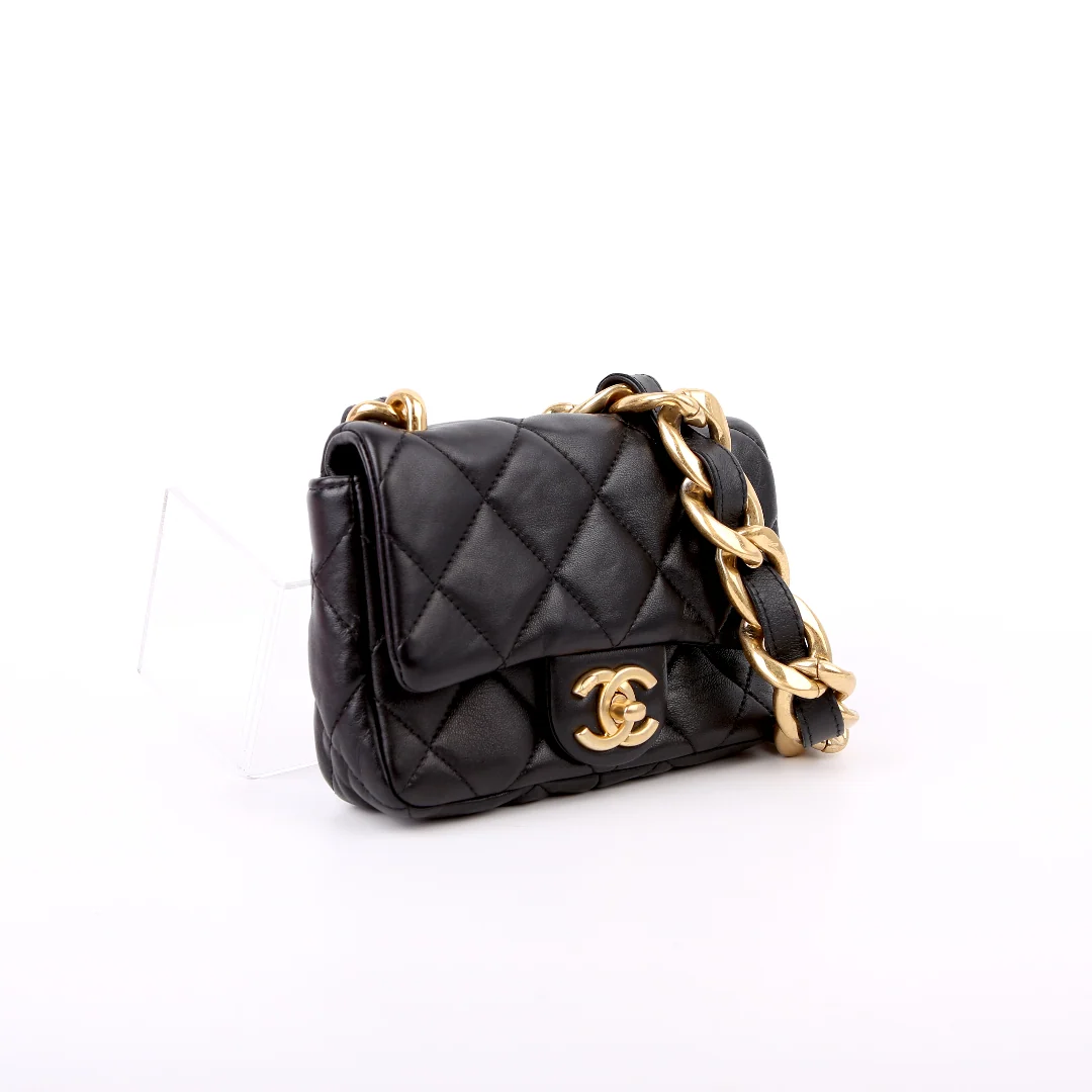 CHANEL Funky Town Mini Flap Lambskin RFID Black