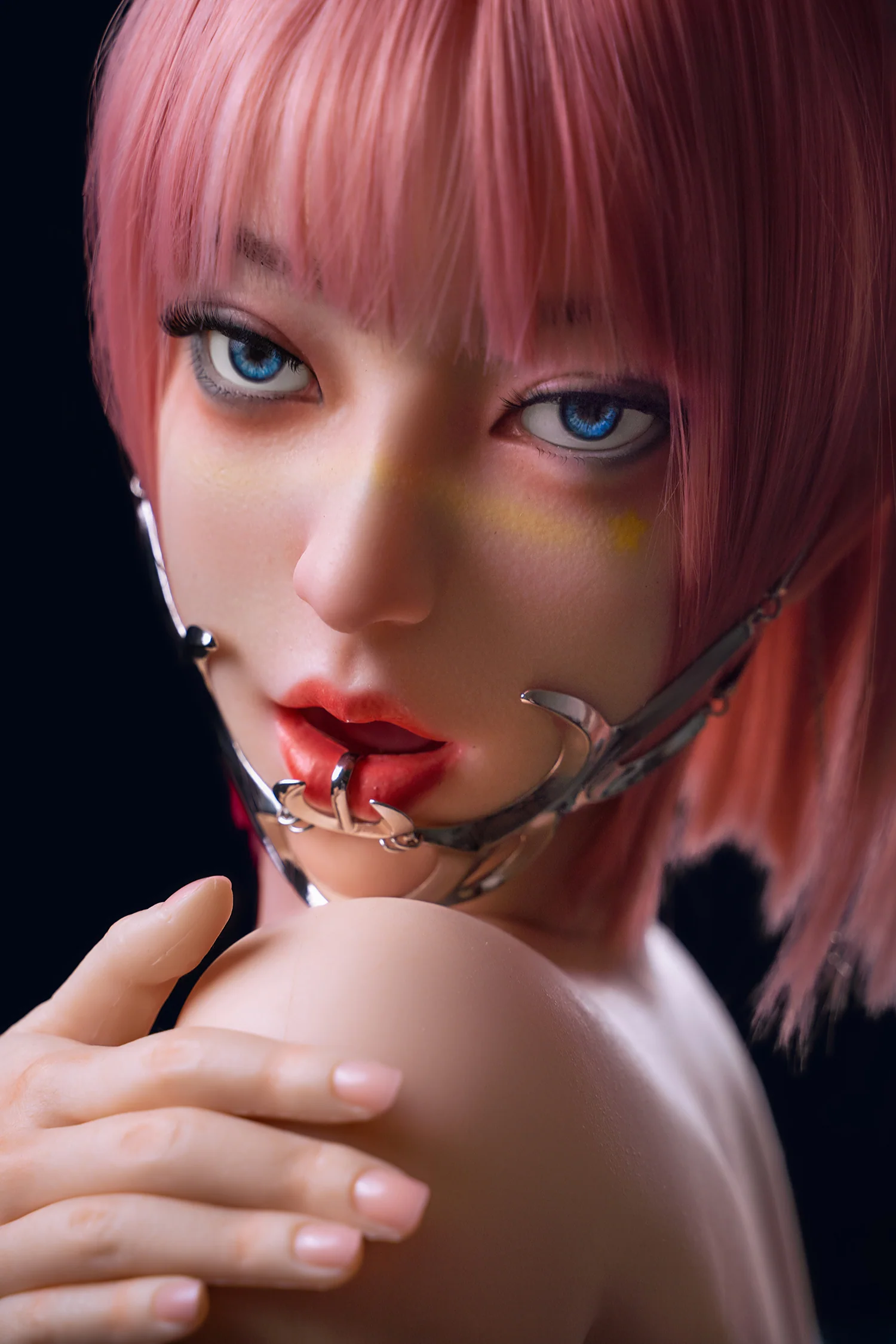 Soft Silicone #M5 Mouth Open Blowjob ROS Sex Doll Head Only