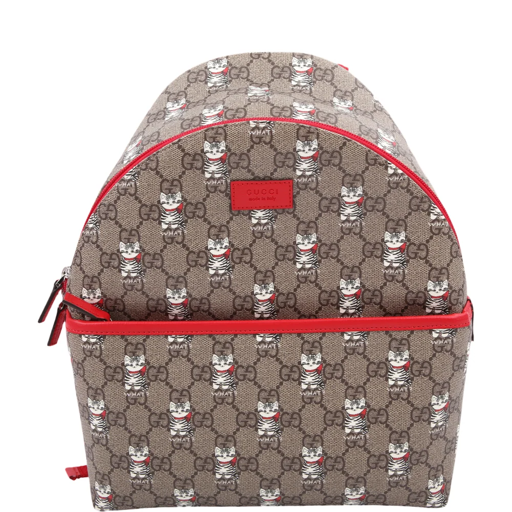 GUCCI 782708 GG Supreme Kids Backpack Cats Red
