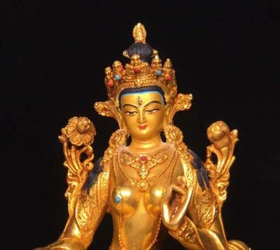 22CM Old Chinese Bronze Statue Buddha N1640