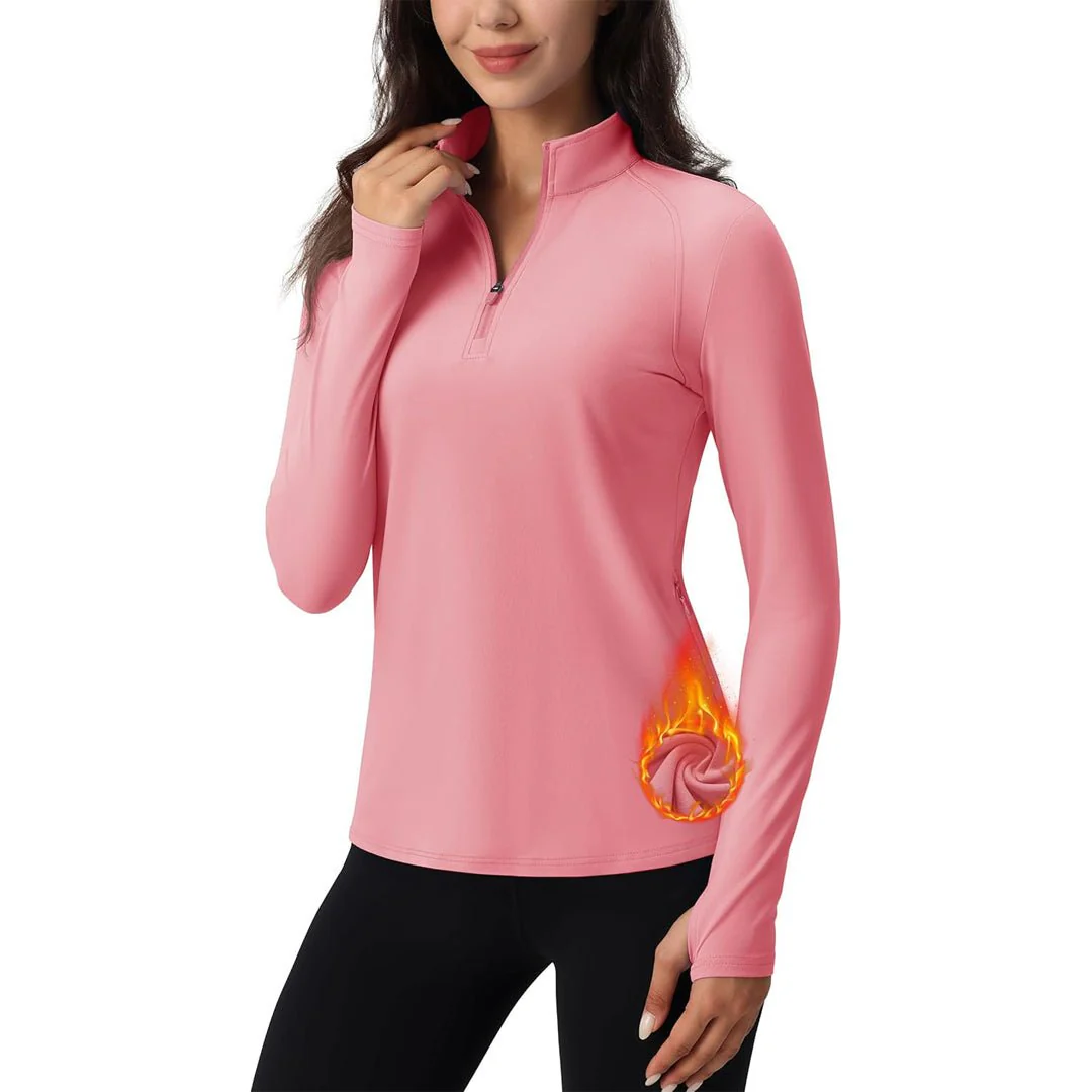 Women's Long Sleeve Quarter Zip Running Athletic Top