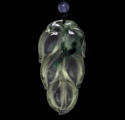 14G Chinese Natural Jadeite Jade Pendant w/leaf
